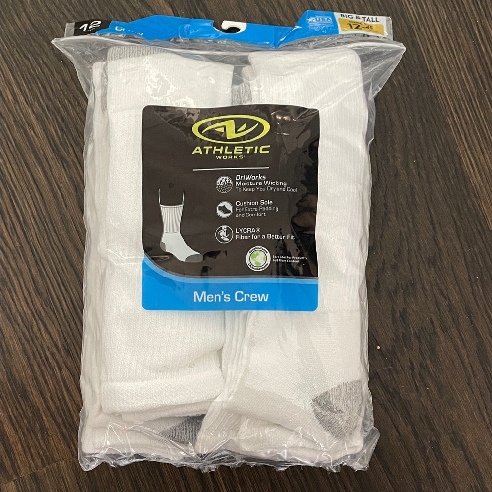 Athletic Works Men's Crew Socks - 10 Pairs
